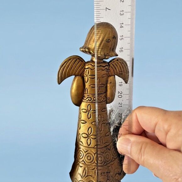 Christmas Angel Gold Plastic Vintage 1970s 6 1/2 Inches Tall - Picture 4 of 4